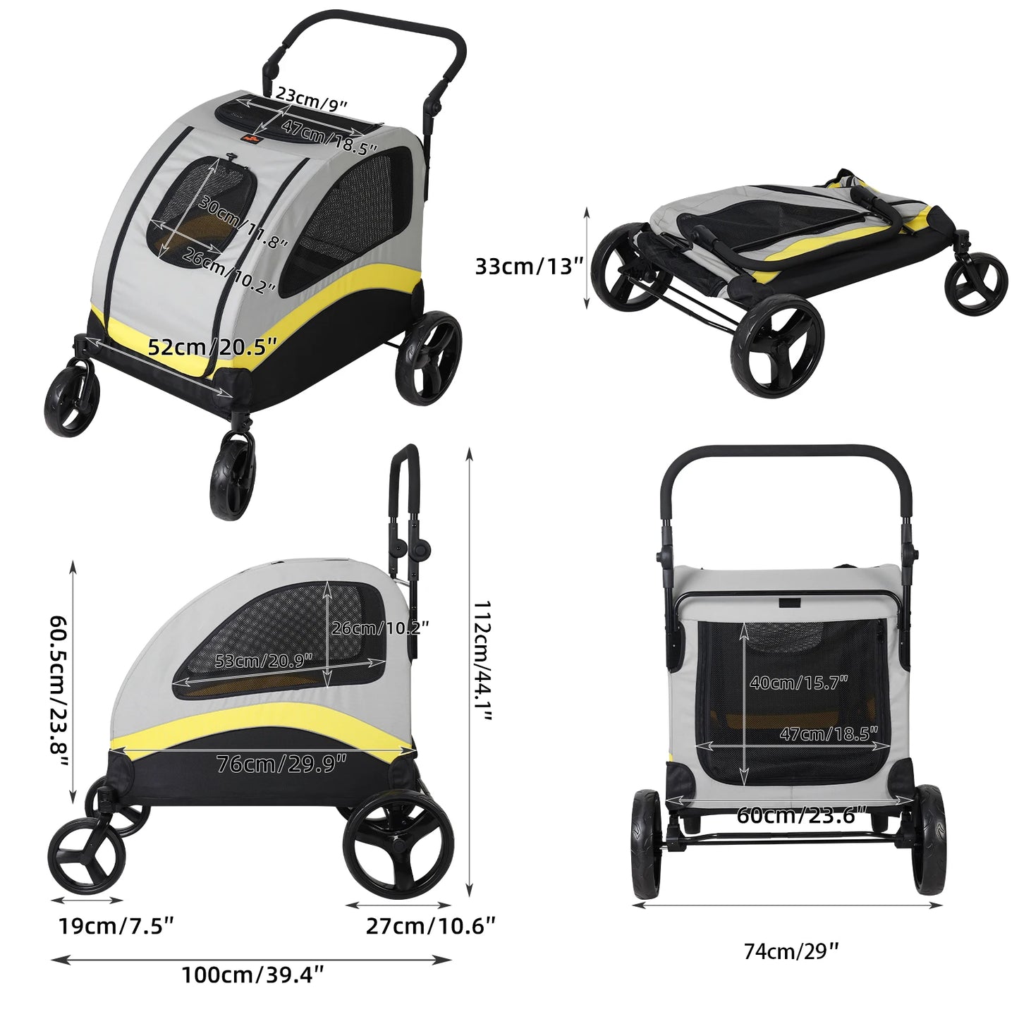 PREMIUM FOLDABLE DOG STROLLER™ – 4-Wheel Travel Cart for Small to Large Pets
