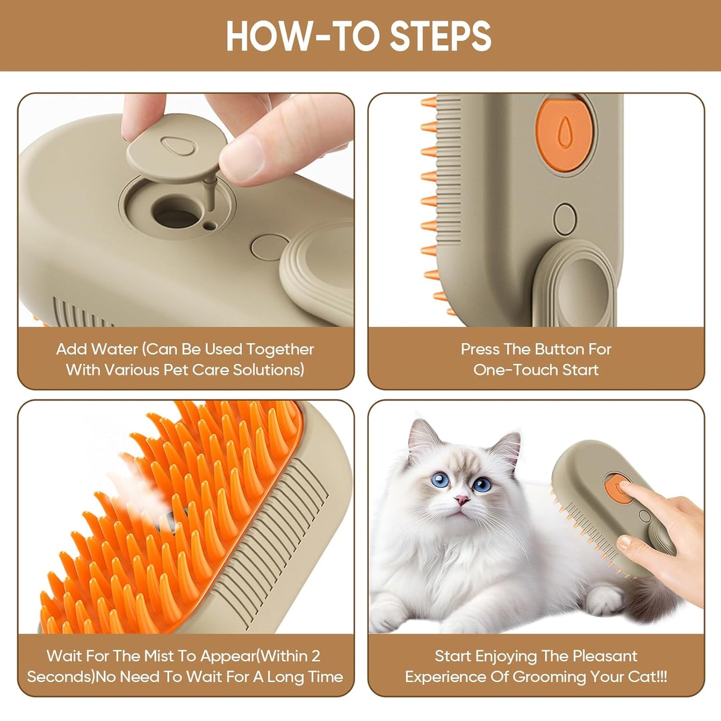 STEAMPURR™ – 4-in-1 Grooming & Relaxation Brush