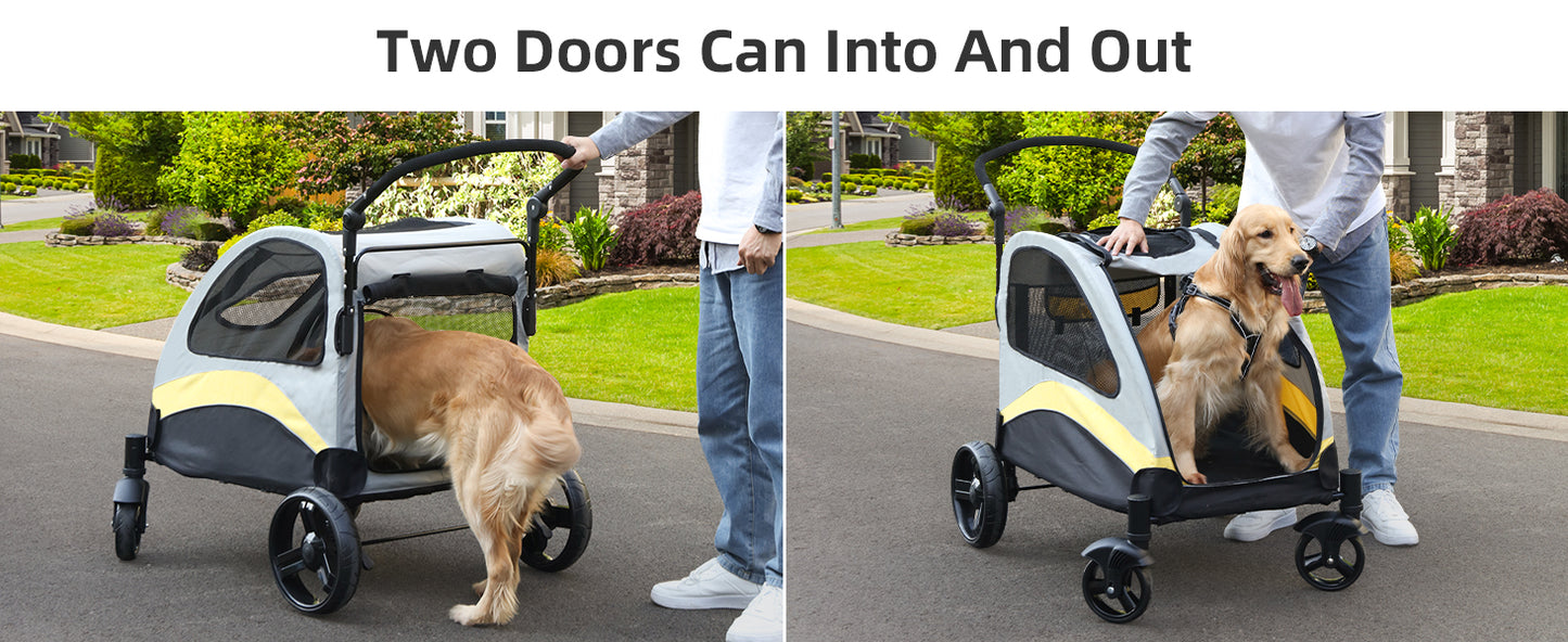 PREMIUM FOLDABLE DOG STROLLER™ – 4-Wheel Travel Cart for Small to Large Pets