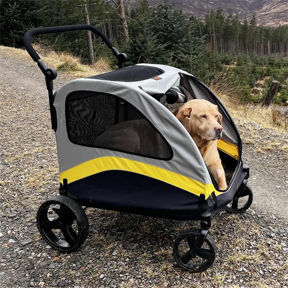 PREMIUM FOLDABLE DOG STROLLER™ – 4-Wheel Travel Cart for Small to Large Pets
