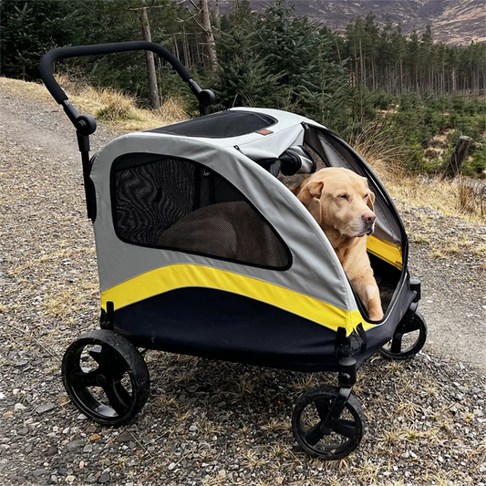 PREMIUM FOLDABLE DOG STROLLER™ – 4-Wheel Travel Cart for Small to Large Pets