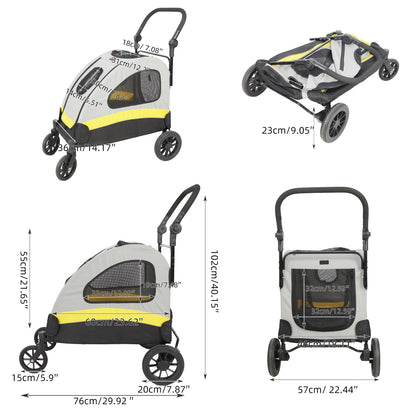 PREMIUM FOLDABLE DOG STROLLER™ – 4-Wheel Travel Cart for Small to Large Pets