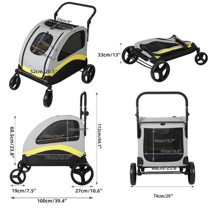 PREMIUM FOLDABLE DOG STROLLER™ – 4-Wheel Travel Cart for Small to Large Pets