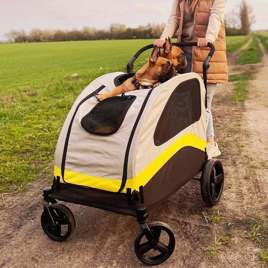 PREMIUM FOLDABLE DOG STROLLER™ – 4-Wheel Travel Cart for Small to Large Pets