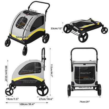 PREMIUM FOLDABLE DOG STROLLER™ – 4-Wheel Travel Cart for Small to Large Pets