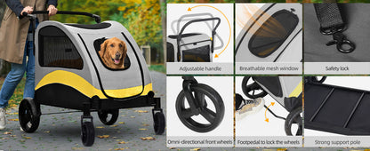 PREMIUM FOLDABLE DOG STROLLER™ – 4-Wheel Travel Cart for Small to Large Pets